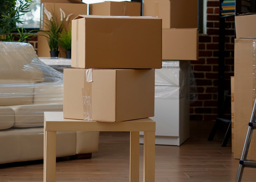 Packed moving truck ready for cross-country transport