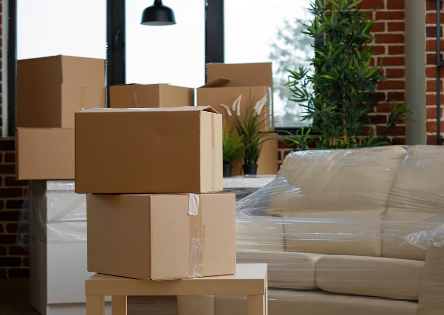 Packed moving truck ready for cross-country transport