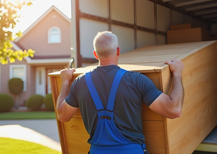 Packed moving truck ready for cross-country transport