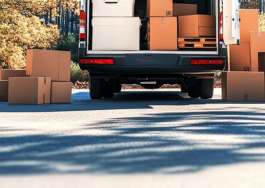 Packed moving truck ready for cross-country transport