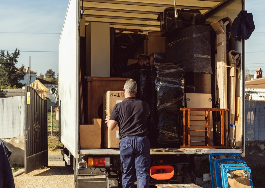 Packed moving truck ready for cross-country transport
