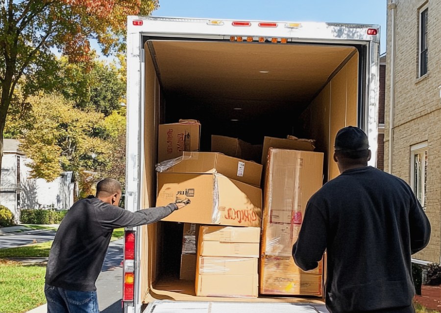 Packed moving truck ready for cross-country transport