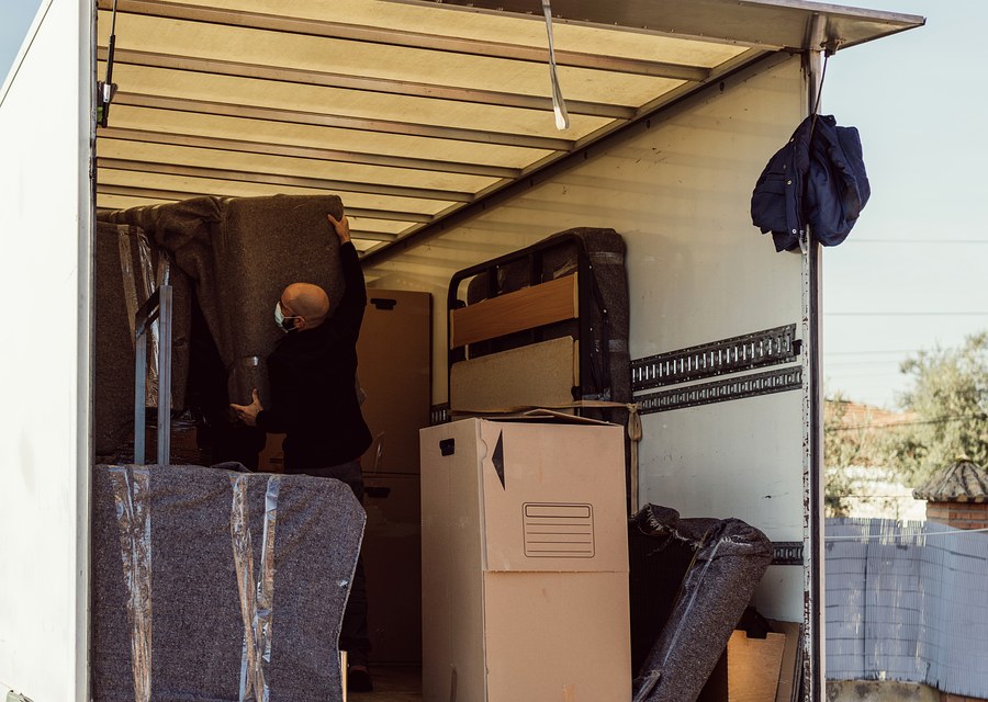 Packed moving truck ready for cross-country transport