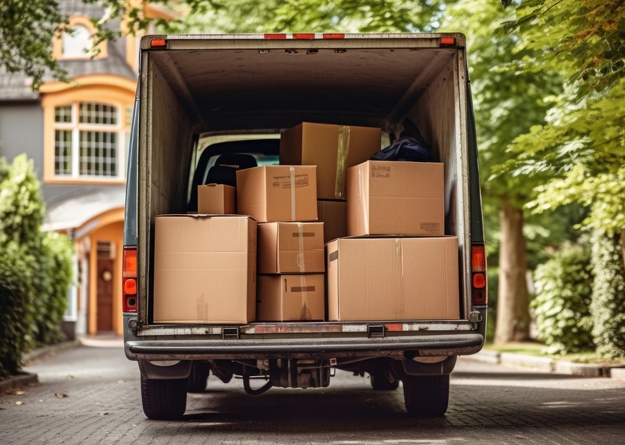 Packed moving truck ready for cross-country transport