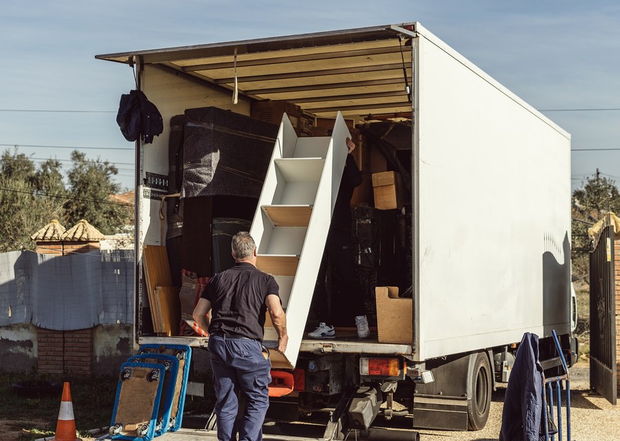 Packed moving truck ready for cross-country transport