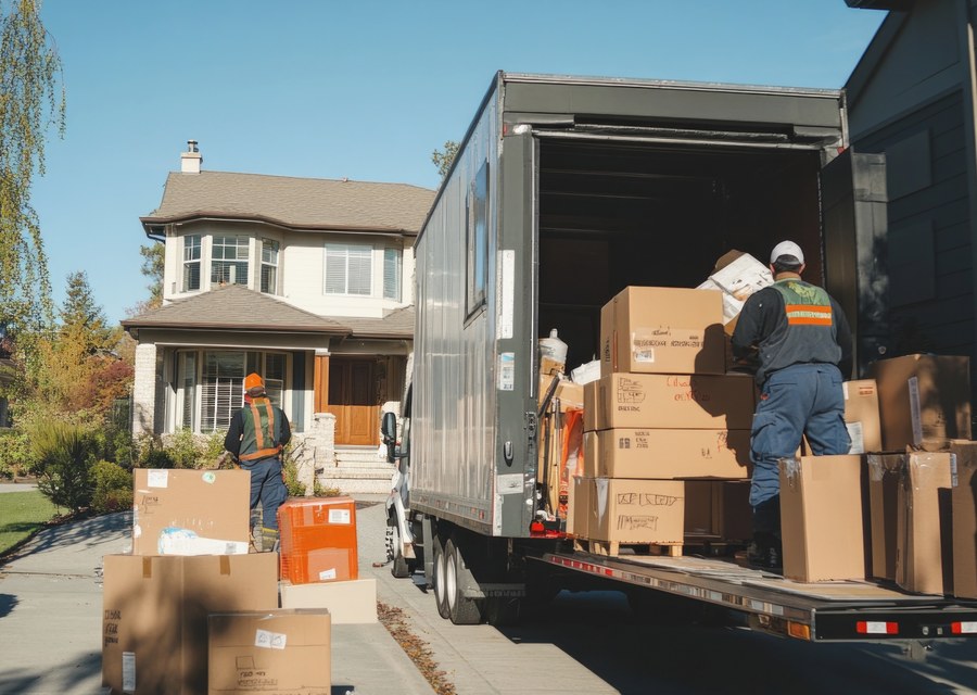 Packed moving truck ready for cross-country transport