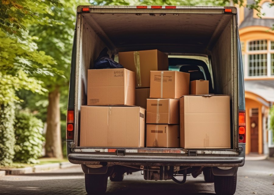 Packed moving truck ready for cross-country transport