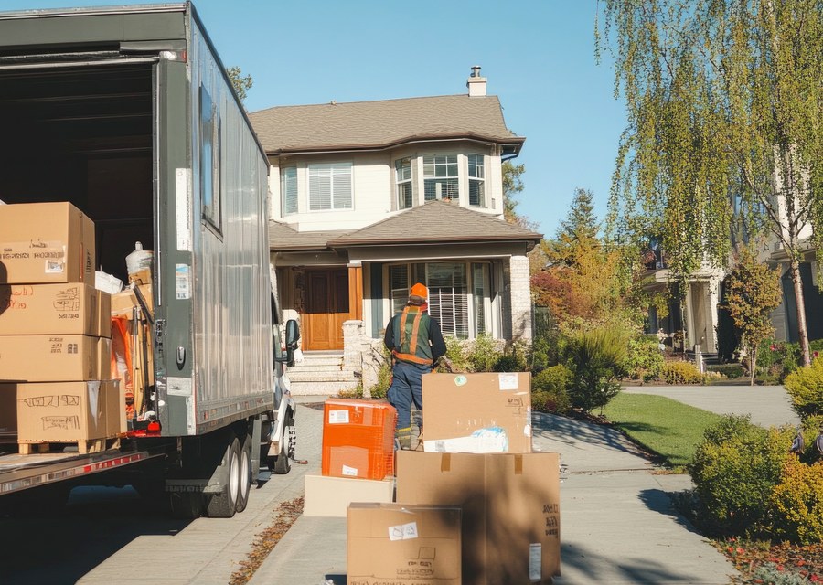 Packed moving truck ready for cross-country transport