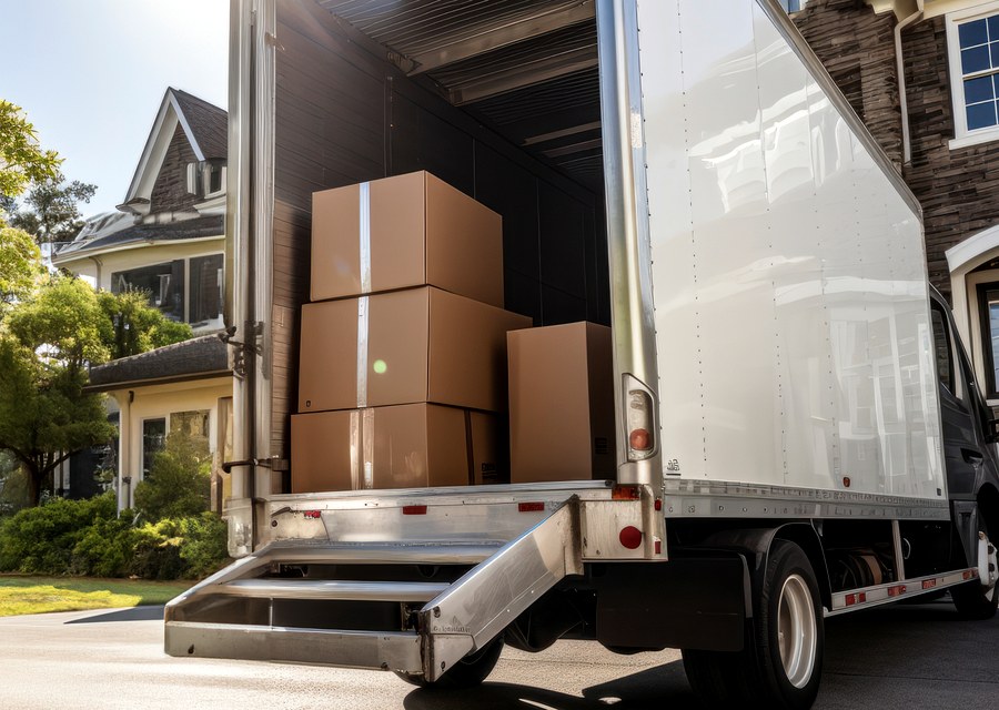 Packed moving truck ready for cross-country transport