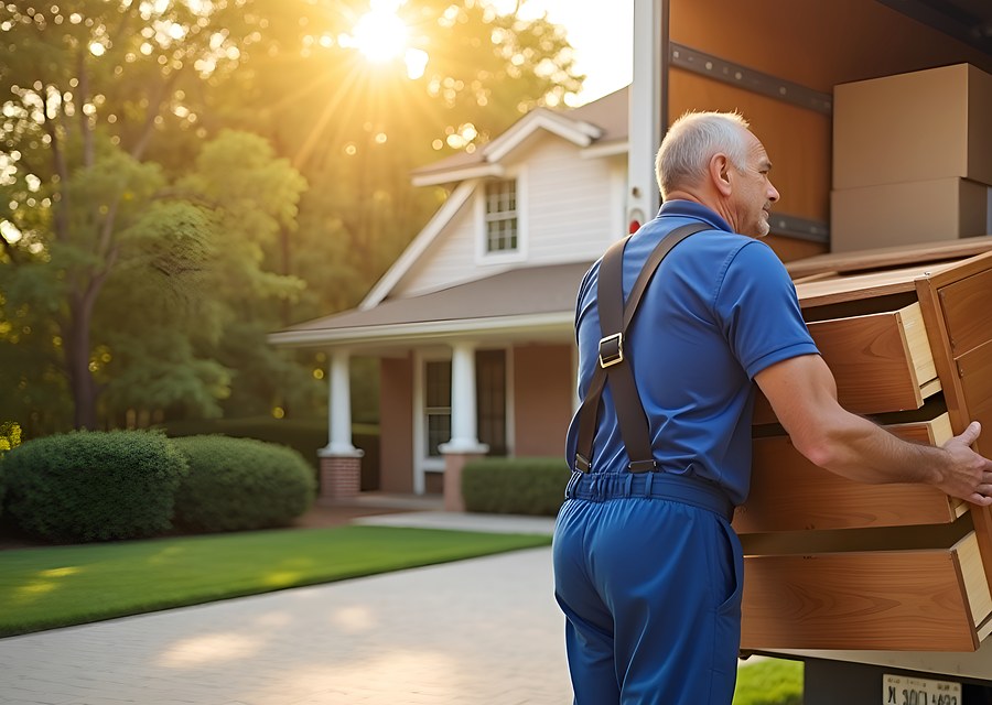 Packed moving truck ready for cross-country transport