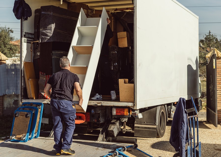 Packed moving truck ready for cross-country transport