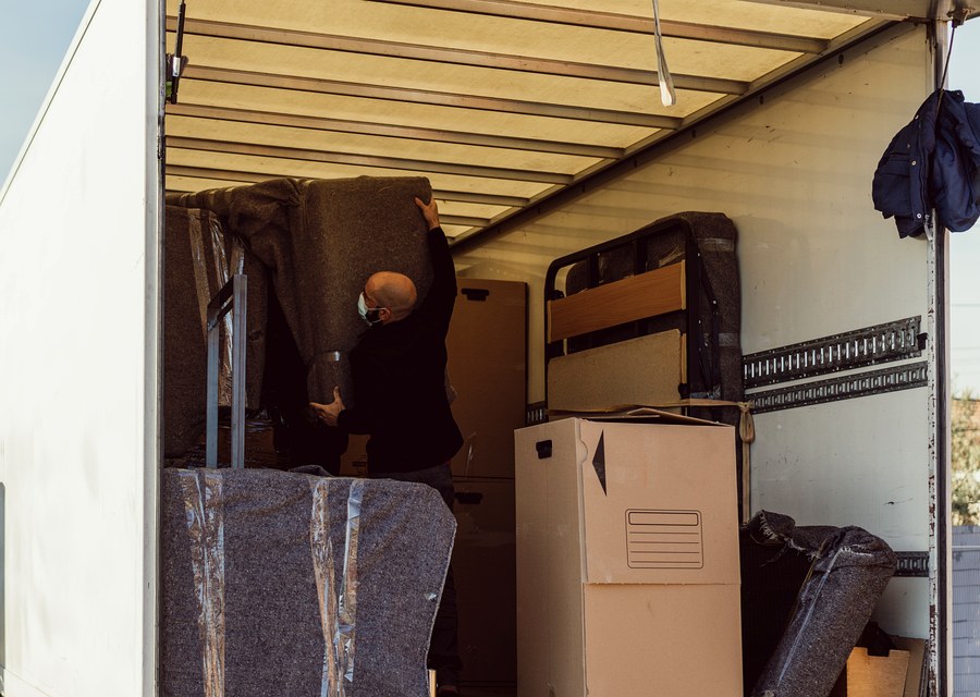 Packed moving truck ready for cross-country transport