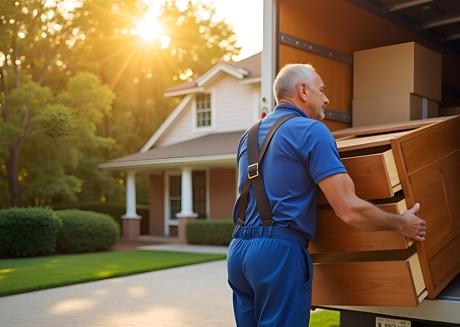 Packed moving truck ready for cross-country transport