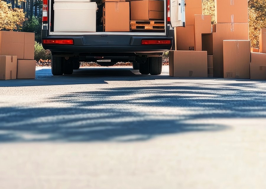 Packed moving truck ready for cross-country transport