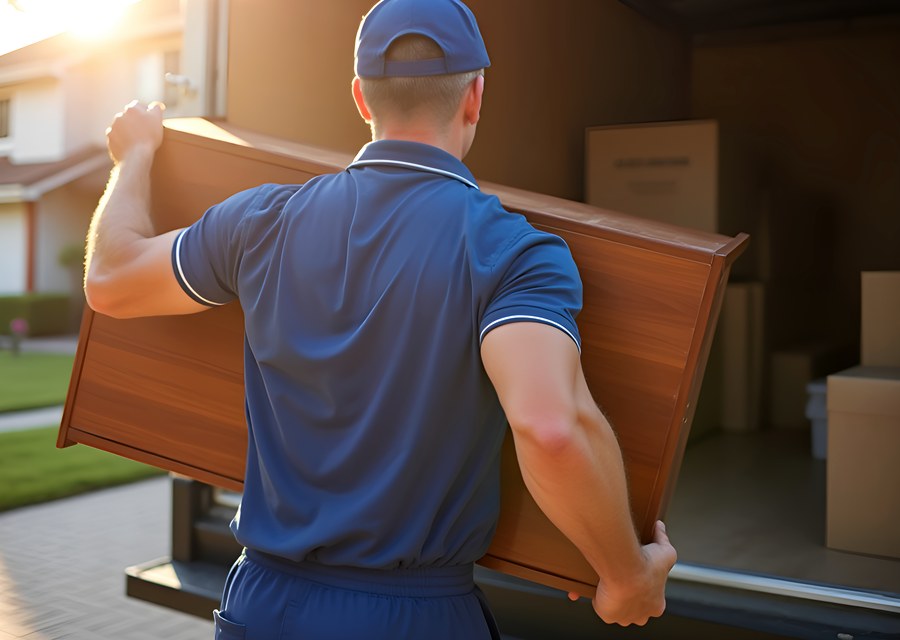 Packed moving truck ready for cross-country transport