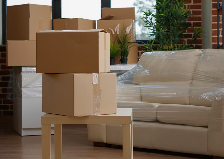 Packed moving truck ready for cross-country transport
