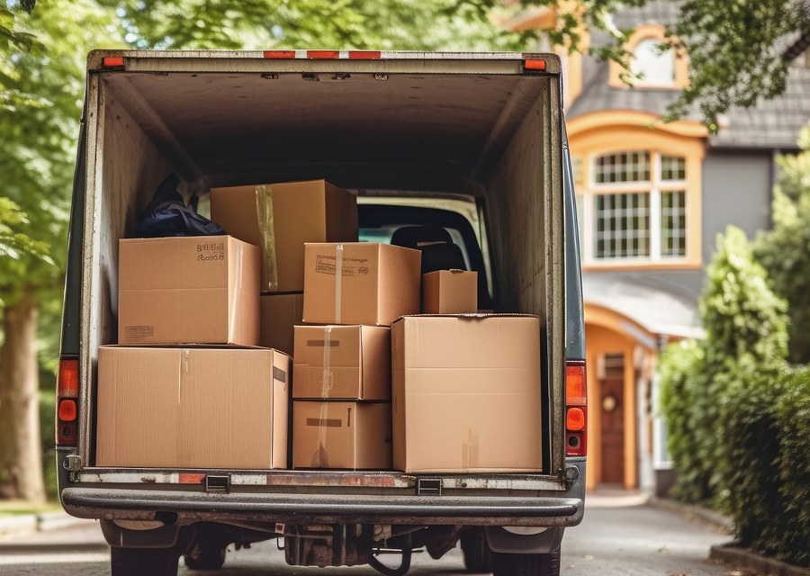 Packed moving truck ready for cross-country transport