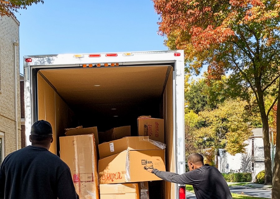 Packed moving truck ready for cross-country transport