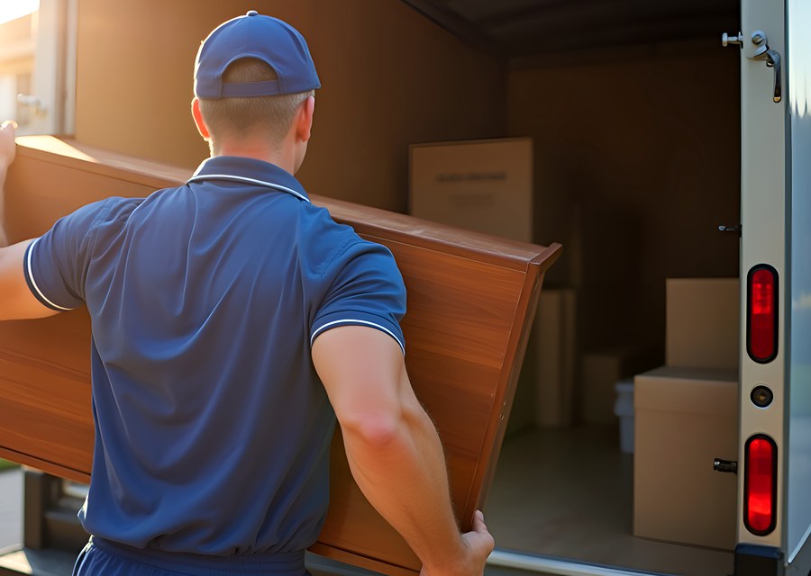 Packed moving truck ready for cross-country transport