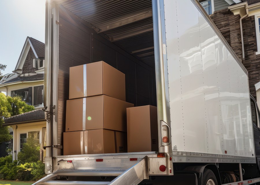 Packed moving truck ready for cross-country transport