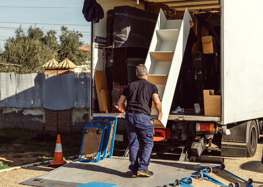 Packed moving truck ready for cross-country transport