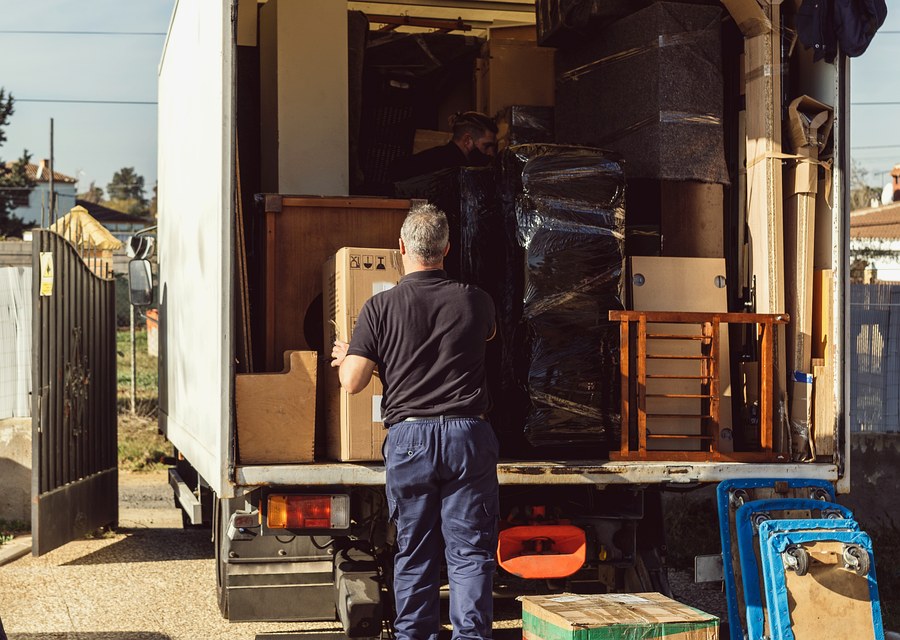 Packed moving truck ready for cross-country transport