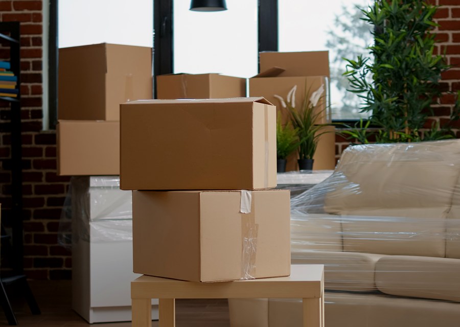 Packed moving truck ready for cross-country transport