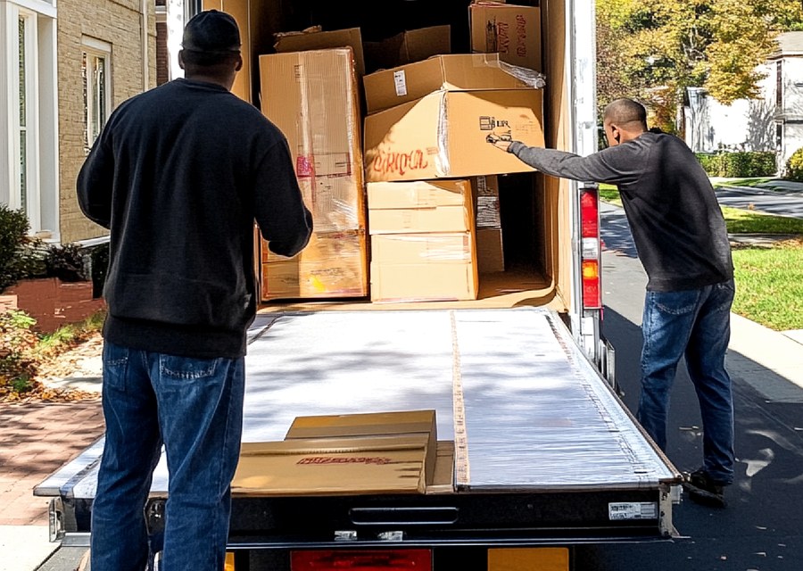 Packed moving truck ready for cross-country transport