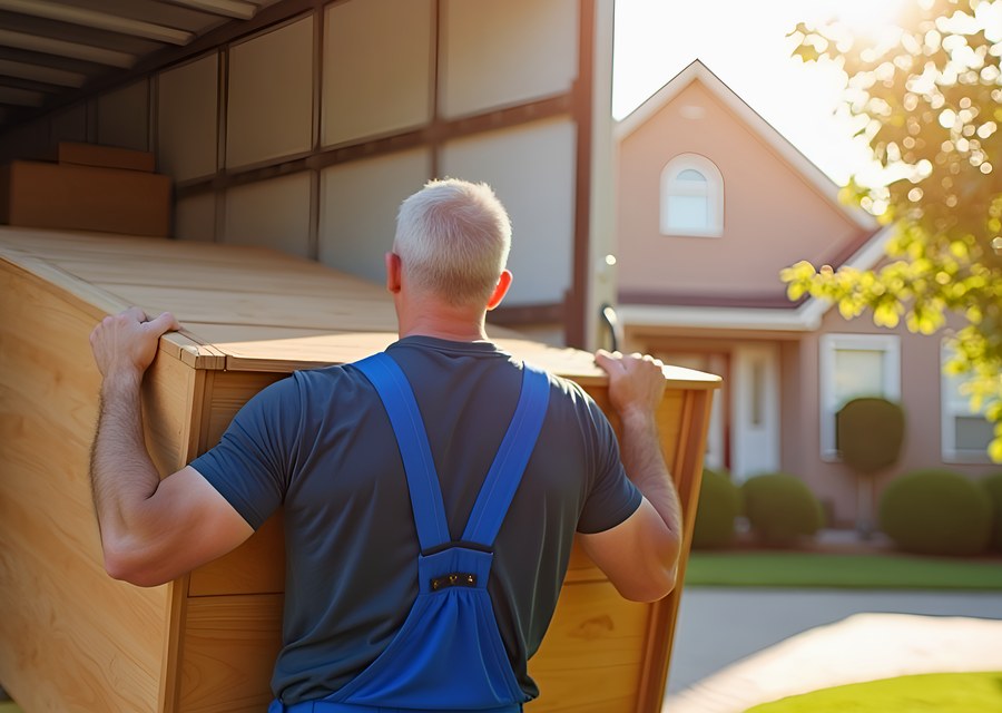 Packed moving truck ready for cross-country transport