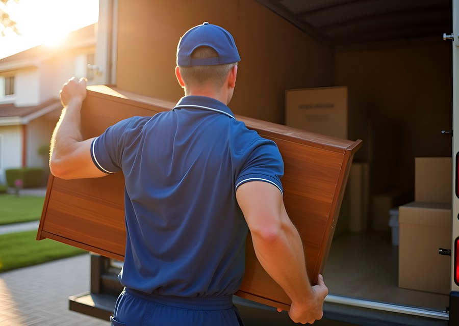 Packed moving truck ready for cross-country transport