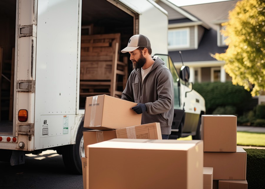 Packed moving truck ready for cross-country transport