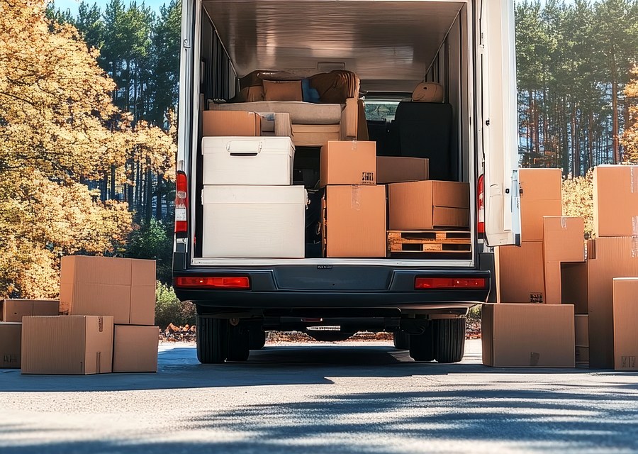 Packed moving truck ready for cross-country transport