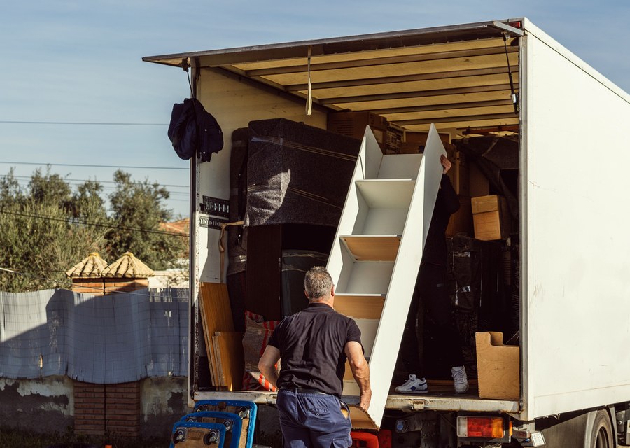 Packed moving truck ready for cross-country transport