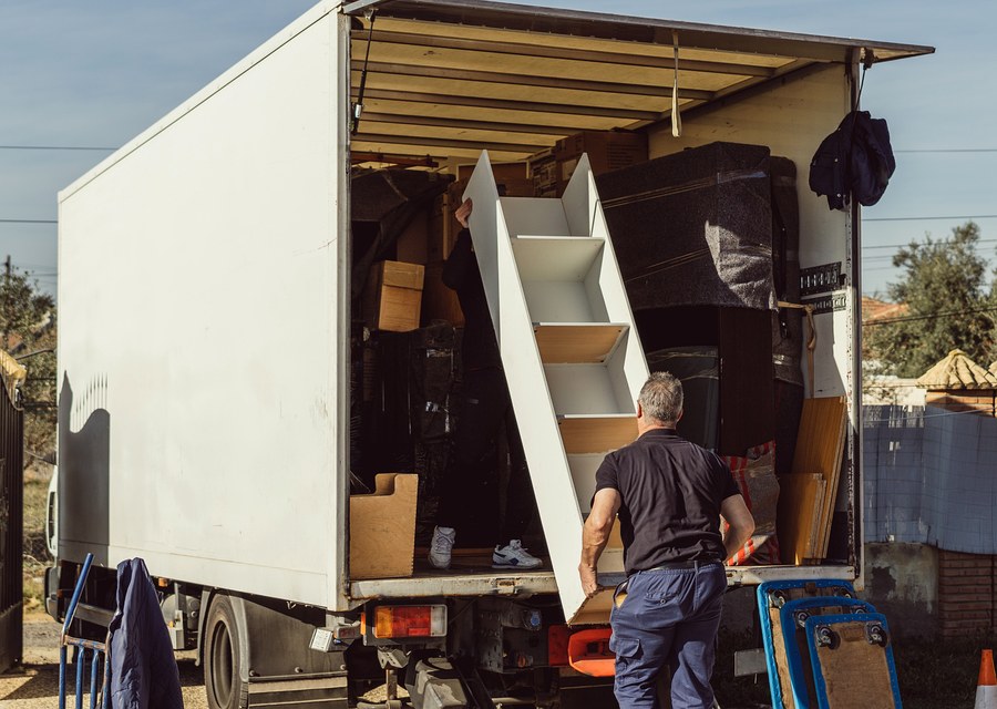 Packed moving truck ready for cross-country transport