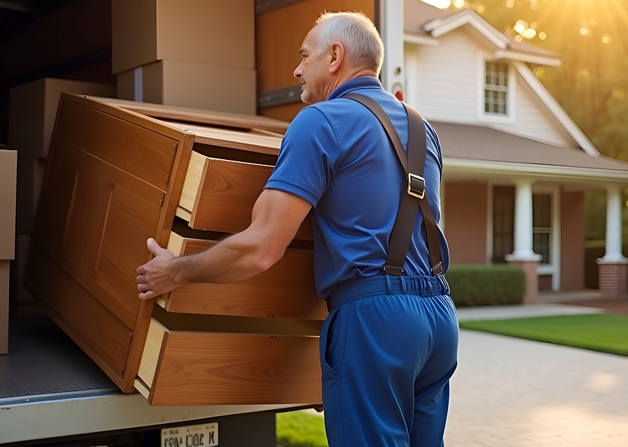 Packed moving truck ready for cross-country transport