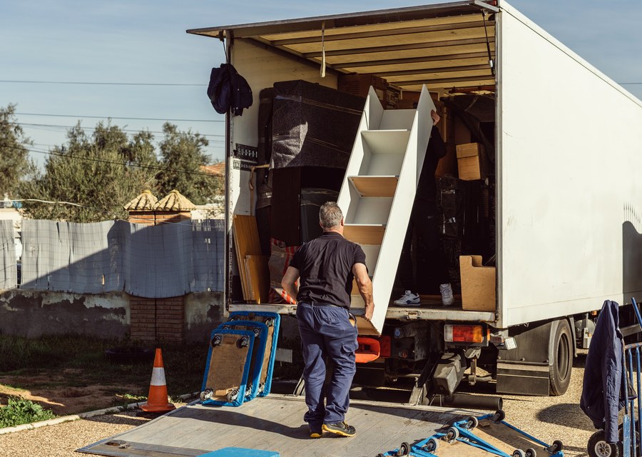 Packed moving truck ready for cross-country transport