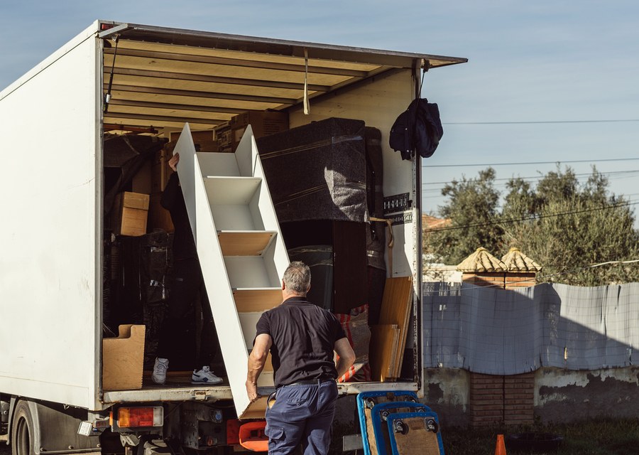 Packed moving truck ready for cross-country transport
