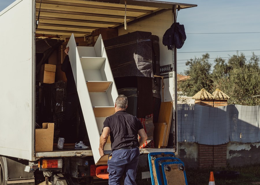 Packed moving truck ready for cross-country transport