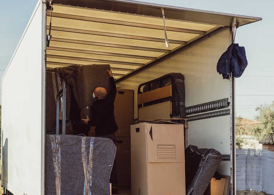 Packed moving truck ready for cross-country transport