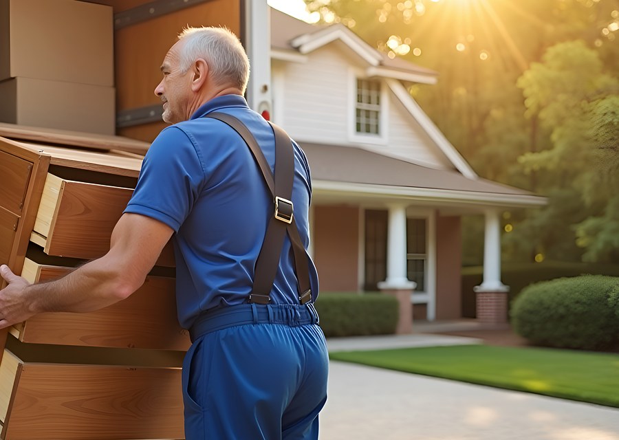 Packed moving truck ready for cross-country transport