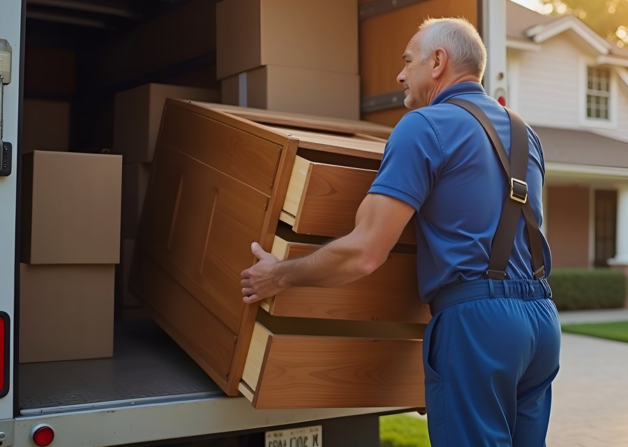 Packed moving truck ready for cross-country transport