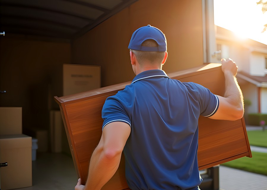 Packed moving truck ready for cross-country transport