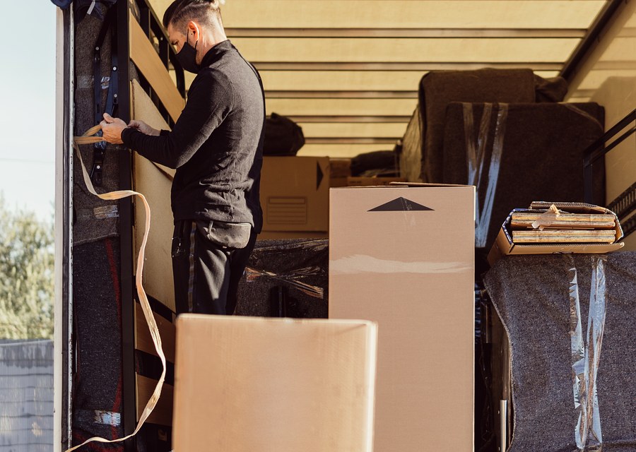 Packed moving truck ready for cross-country transport