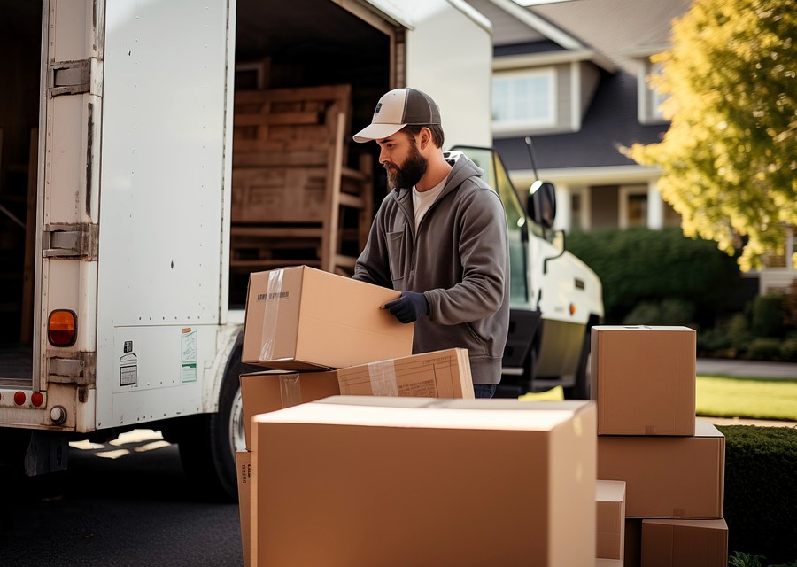 Packed moving truck ready for cross-country transport