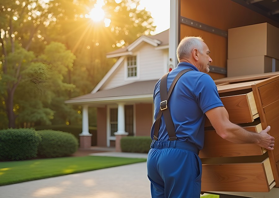 Packed moving truck ready for cross-country transport