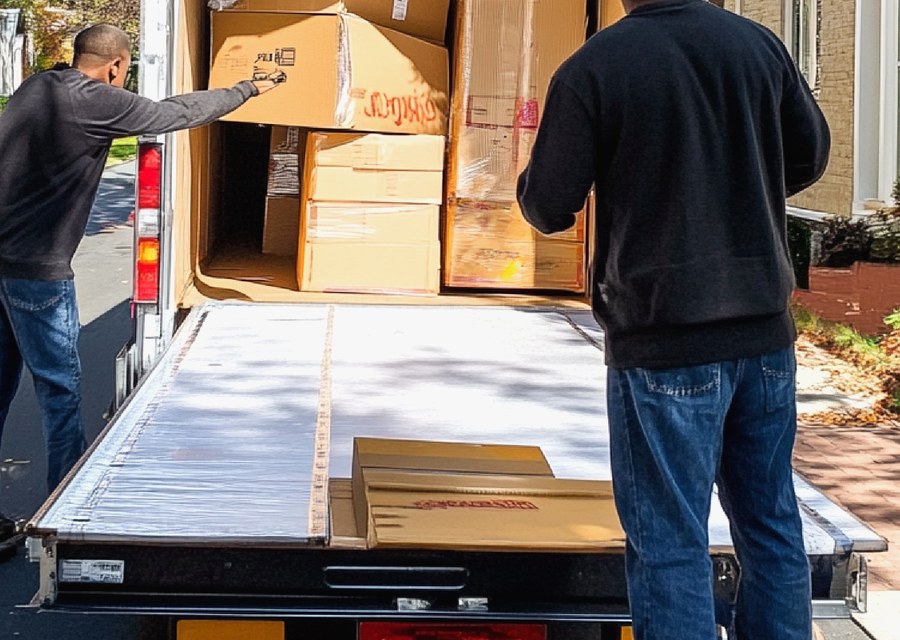 Packed moving truck ready for cross-country transport