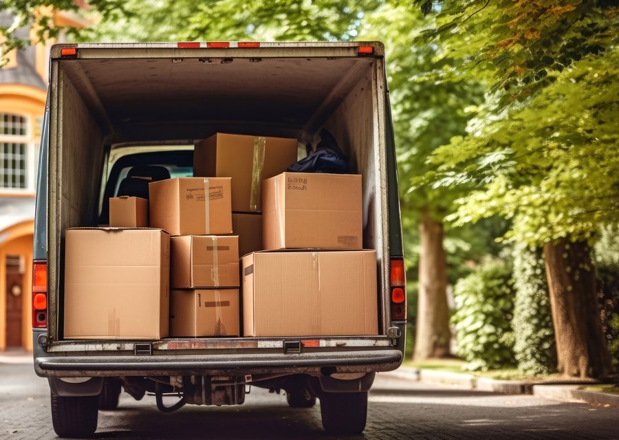 Packed moving truck ready for cross-country transport