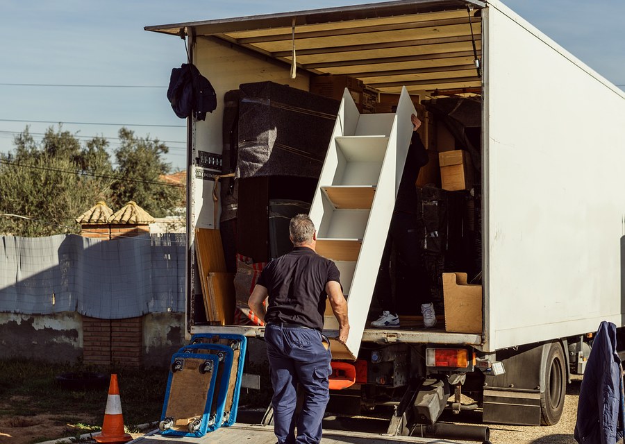 Packed moving truck ready for cross-country transport