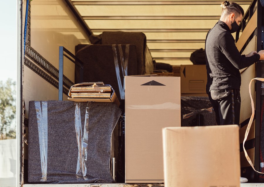 Packed moving truck ready for cross-country transport