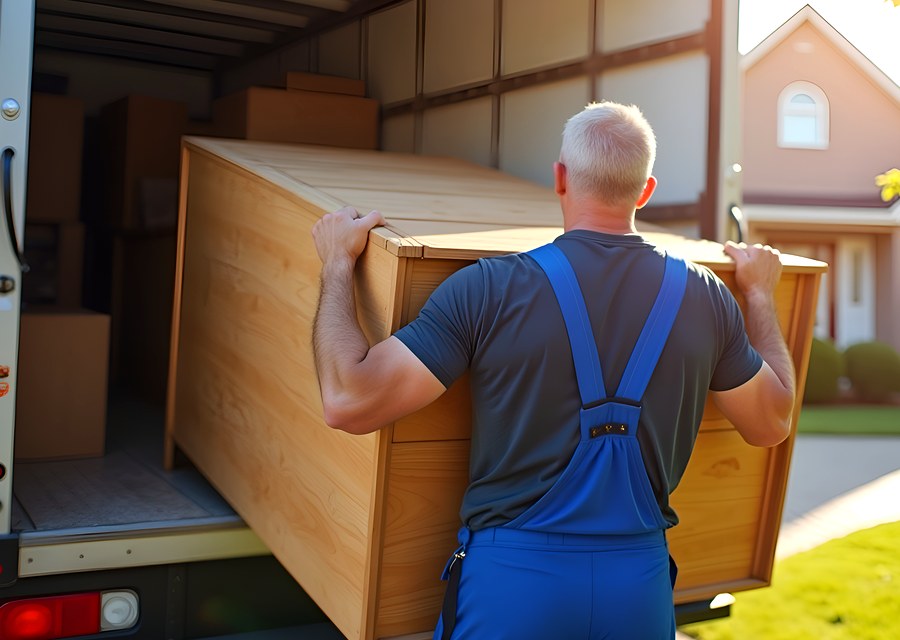 Packed moving truck ready for cross-country transport